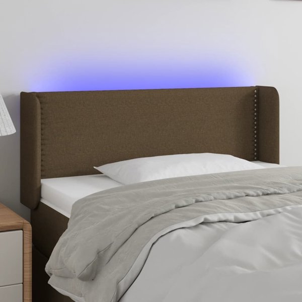 Κεφαλάρι κρεβατιού vidaXL με LED, σκούρο καφέ, 103x16x78/88 cm, ύφασμα