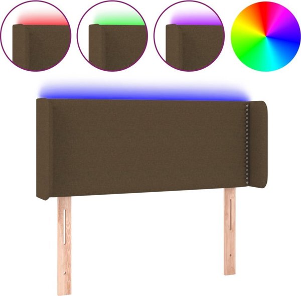 Κεφαλάρι κρεβατιού vidaXL με LED, σκούρο καφέ, 103x16x78/88 cm, ύφασμα