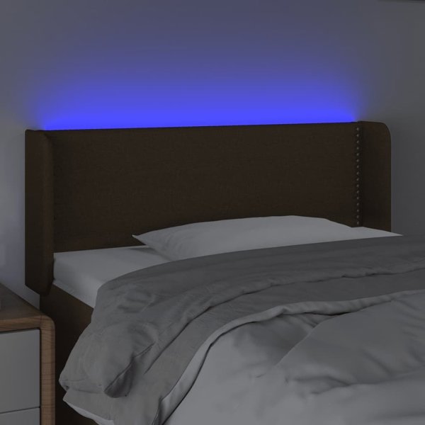 Κεφαλάρι κρεβατιού vidaXL με LED, σκούρο καφέ, 103x16x78/88 cm, ύφασμα
