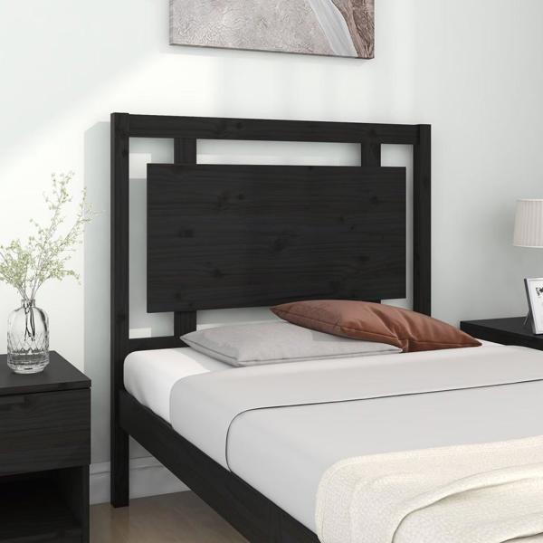 vidaXL Κεφαλάρι κρεβατιού, μαύρο, 95,5x4x100 εκ, μασίφ πεύκο