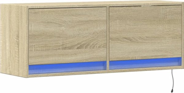 vidaXL Επιτοίχια Ντουλάπα TV με LED, δρυς Sonoma, 100x31x35 cm