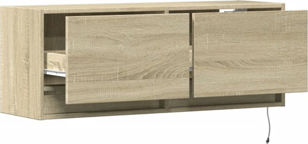 vidaXL Επιτοίχια Ντουλάπα TV με LED, δρυς Sonoma, 100x31x35 cm