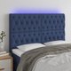 vidaXL Zaglowek do lozka z LED niebieski 160x7x118/128 cm tkanina