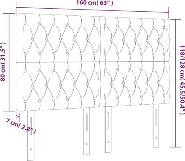 vidaXL Κεφαλάρι για κρεβάτι με LED, σκούρο μπλε, 160x7x118/128 cm