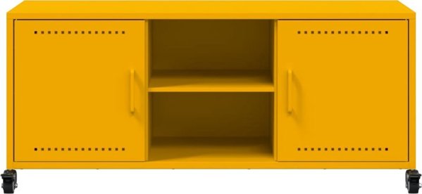 vidaXL Szafka RTV, musztardowa, 100,5x39x43,5 cm, stal