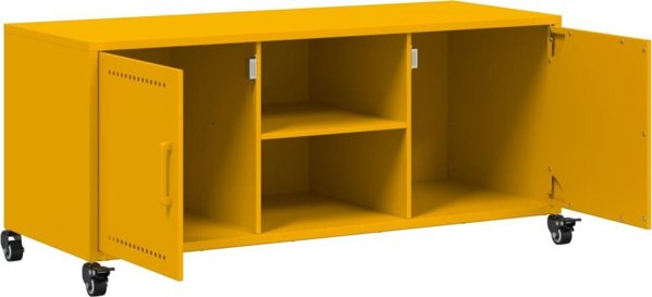 vidaXL Szafka RTV, musztardowa, 100,5x39x43,5 cm, stal