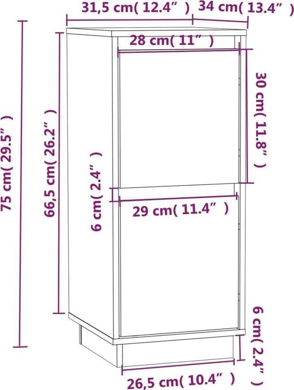 vidaXL Szafki, 2 szt., 31,5 x 34 x 75 cm, lite drewno sosnowe