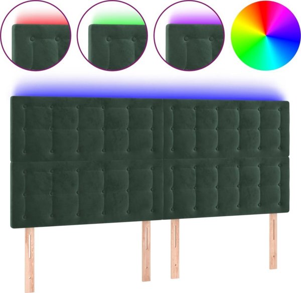 vidaXL κεφαλάρι κρεβατιού με LED, σκούρο πράσινο, 180x5x118/128 cm