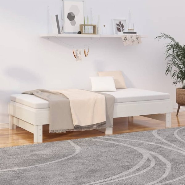 vidaXL Επεκτεινόμενο κρεβάτι, λευκό, 2x(75x190) cm, ελαφρύ ξύλο πεύκου