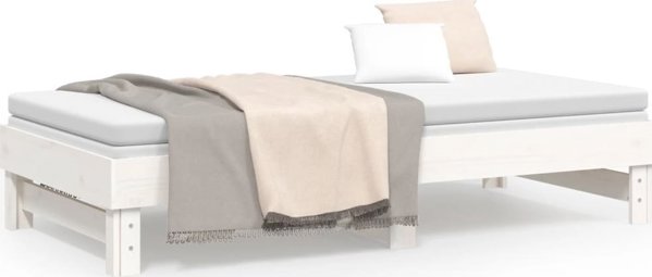 vidaXL Επεκτεινόμενο κρεβάτι, λευκό, 2x(75x190) cm, ελαφρύ ξύλο πεύκου