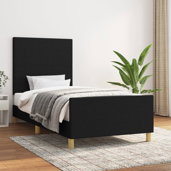 vidaXL Rama κρεβατιού με κεφαλάρι, μαύρο, 100x200 εκ., επενδυμένη με ύφασμα