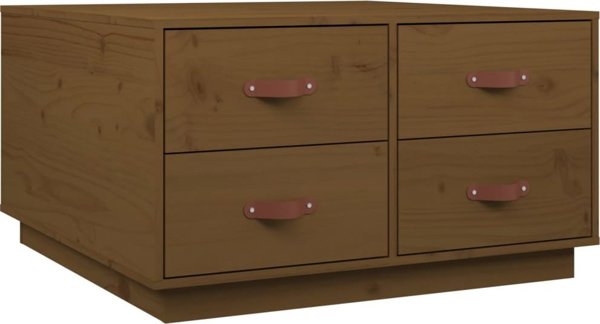 vidaXL Τραπέζι καφέ, μέλι καφέ, 80x80x45 εκ., μασίφ πεύκο