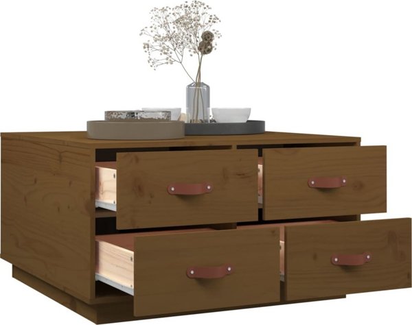 vidaXL Τραπέζι καφέ, μέλι καφέ, 80x80x45 εκ., μασίφ πεύκο