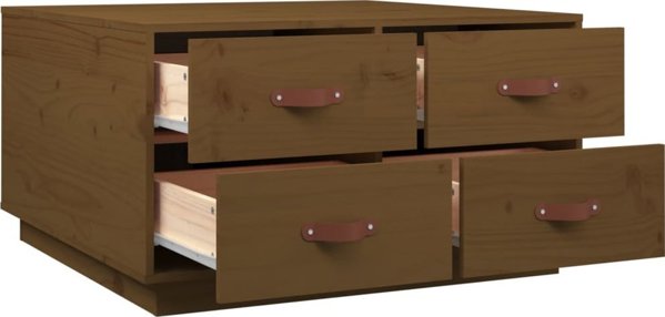 vidaXL Τραπέζι καφέ, μέλι καφέ, 80x80x45 εκ., μασίφ πεύκο
