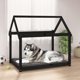 vidaXL vidaXL Legowisko dla psa, czarne, 111x80x100cm, lite drewno sosnowe