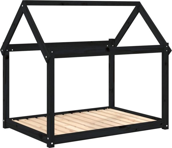 vidaXL vidaXL Legowisko dla psa, czarne, 111x80x100cm, lite drewno sosnowe