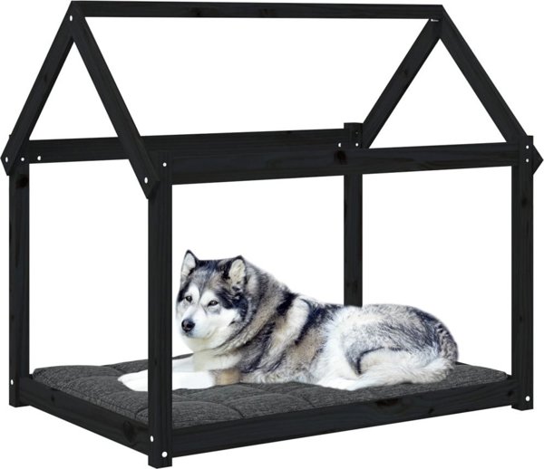 vidaXL vidaXL Legowisko dla psa, czarne, 111x80x100cm, lite drewno sosnowe