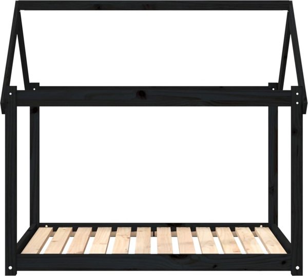 vidaXL vidaXL Legowisko dla psa, czarne, 111x80x100cm, lite drewno sosnowe