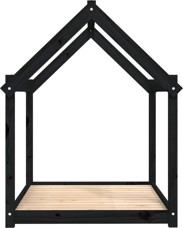 vidaXL vidaXL Legowisko dla psa, czarne, 111x80x100cm, lite drewno sosnowe