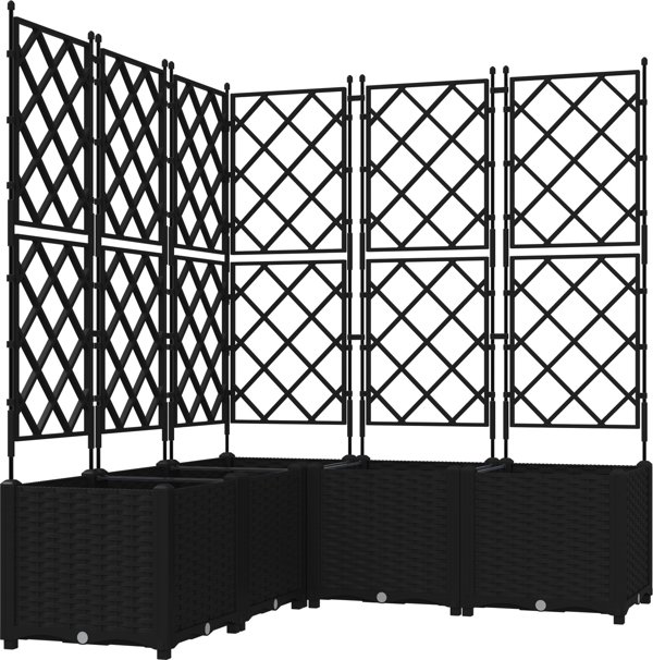 vidaXL Donica z trelisem 5 sztuk Czarna 120x120x143 cm