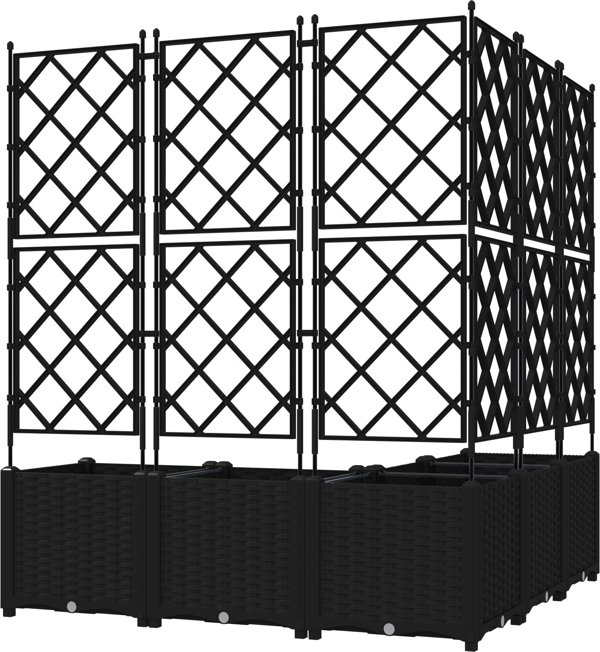 vidaXL Donica z trelisem 5 sztuk Czarna 120x120x143 cm