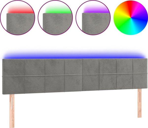 vidaXL Zaglozek do lotka me LED, jasnoszary, 180x5x78/88 cm, aksamit