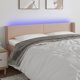 vidaXL Zaglohek do lotka me LED, cappuccino, 203x16x78/88 cm, eko-kora