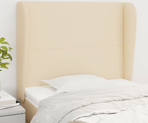 vidaXL Zaglowek uszak kremowy 103x23x118/128 cm tkanina