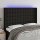 vidaXL Προσκέφαλο κρεβατιού με LED, μαύρο, 147x16x118/128 cm, ύφασμα