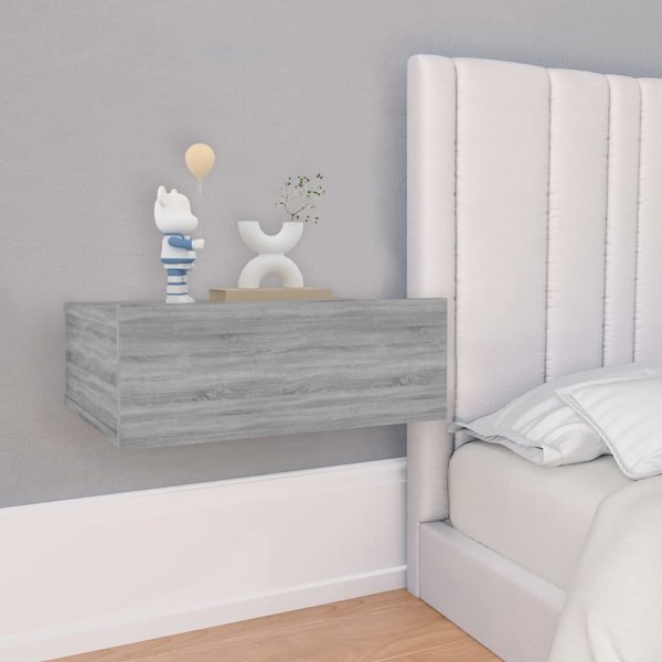 vidaXL Επιτοίχιο Κομοδίνο, γκρι ντόπσονομα, 40x30x15 εκ