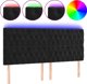 vidaXL Κεφαλάρι κρεβατιού με LED, μαύρο, 180x7x118/128 εκ., βελούδο