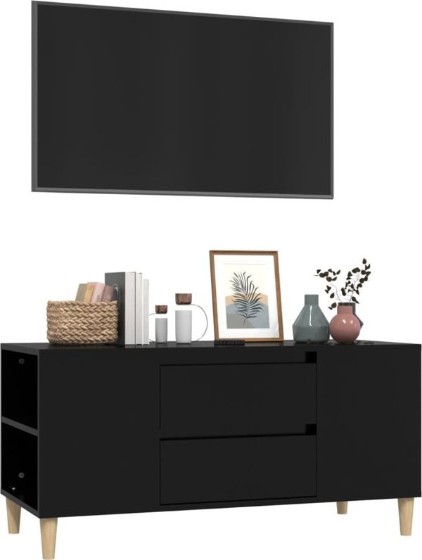 vidaXL Έπιπλο TV, Μαύρο, 102x44,5x50 εκ., Υλικό Ξυλοποώδες