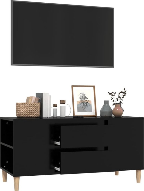vidaXL Έπιπλο TV, Μαύρο, 102x44,5x50 εκ., Υλικό Ξυλοποώδες