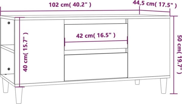vidaXL Έπιπλο TV, Μαύρο, 102x44,5x50 εκ., Υλικό Ξυλοποώδες
