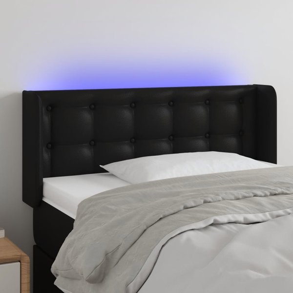 vidaXL Κεφαλάρι κρεβατιού με LED, μαύρο, 93x16x78/88 cm, τεχνητό δέρμα