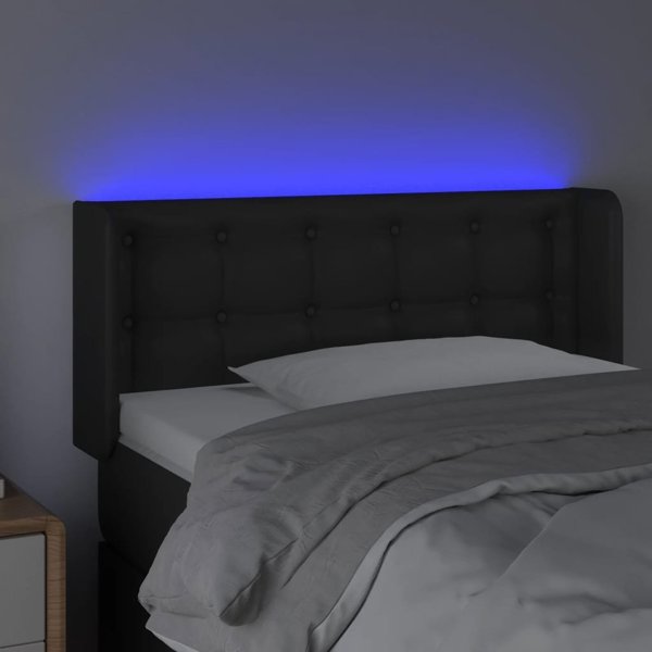 vidaXL Κεφαλάρι κρεβατιού με LED, μαύρο, 93x16x78/88 cm, τεχνητό δέρμα