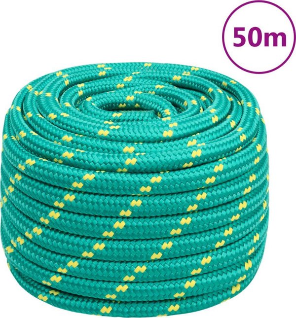 vidaXL Linka zeglarska, zielona, 20 mm, 50 m, polipropylen