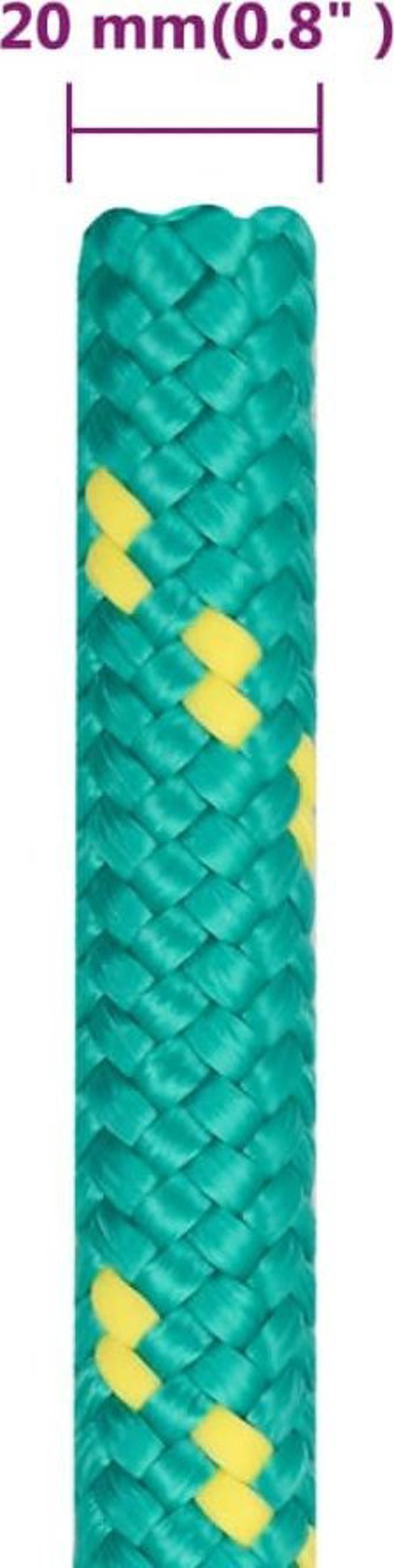 vidaXL Linka zeglarska, zielona, 20 mm, 50 m, polipropylen