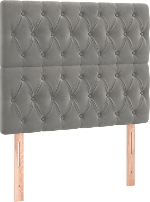 vidaXL Zaglowek do lozka z LED, alys gkri, 100x7x118/128 cm, aksamit