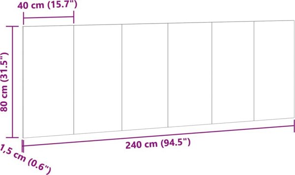 vidaXL Κεφαλάρι κρεβατιού από ξύλο βελανιδιάς artisian 240x1,5x80 cm