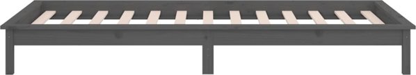 vidaXL Κάδρο κρεβατιού με LED, γκρι, 75x190 cm, μονό, από μασίφ ξύλο