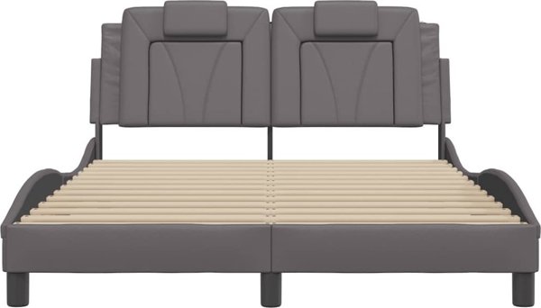 vidaXL Κά Frame με κεφαλάρι, γκρι, 140x200 εκ., συνθετικό δέρμα