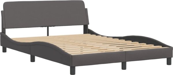 vidaXL Κά Frame με κεφαλάρι, γκρι, 140x200 εκ., συνθετικό δέρμα