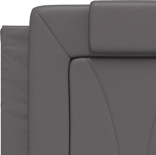 vidaXL Κά Frame με κεφαλάρι, γκρι, 140x200 εκ., συνθετικό δέρμα