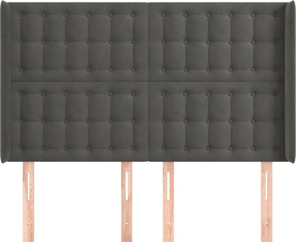 vidaXL Κεφαλάρι uszak, σκούρο γκρι, 147x16x118/128 εκ., βελούδο