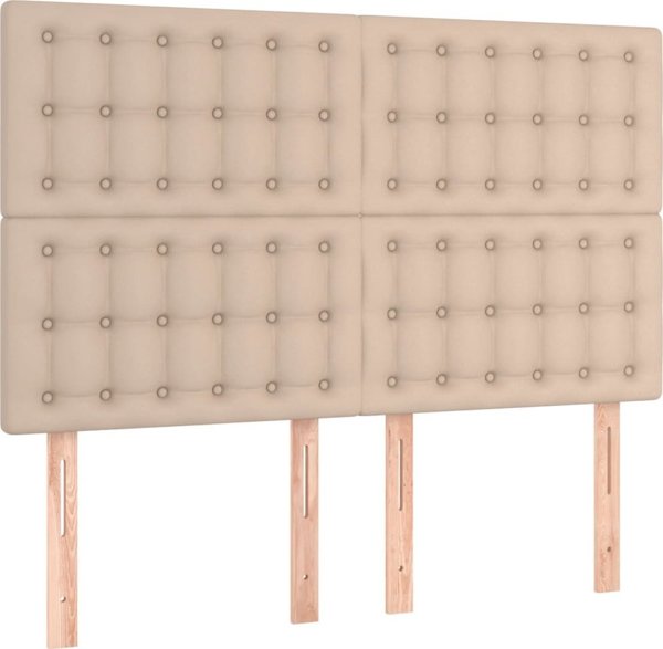 vidaXL Zaglowek do lozka, cappuccino, 144x5x118/128 cm, sztuczna skora