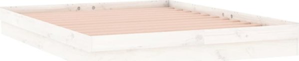 vidaXL Λευκή rama κρεβατιού με LED, 120x190 cm, διπλό, από μασίφ ξύλο