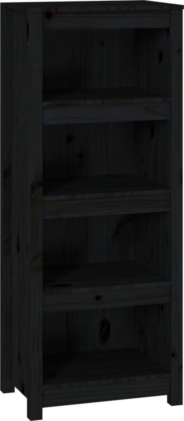 vidaXL Ράφι Βιβλίων, μαύρο, 50x35x125,5 εκ, από μασίφ πεύκο