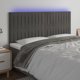 vidaXL Προέκταση Κεφαλαριού Κρεβατιού με LED, Σκούρο Γκρι, 200x5x118/128 cm, Βελούδο