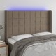 vidaXL Κεφαλάρι κρεβατιού με LED, ταουπ χρώμα, 147x16x118/128 εκ., ύφασμα